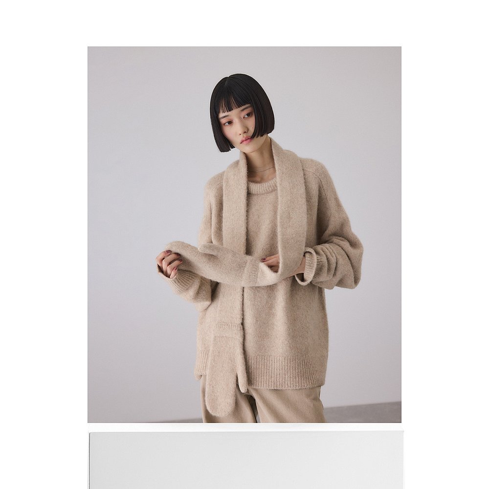 1h可退 日本直邮Adam et Rope' 女装 羊驼混纺圆领针织衫 手套连 - 图3