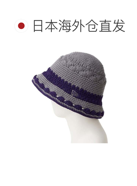 日本直邮NEW ERA 钩针编织条纹渔夫帽 配饰深紫色石墨色