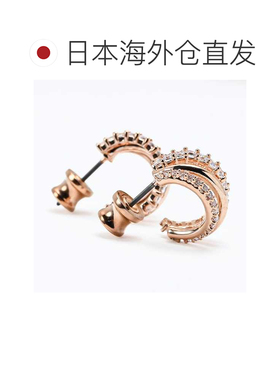 日本直邮Swarovski 施华洛世奇耳环 Hyperbola 环形耳环 透明 玫