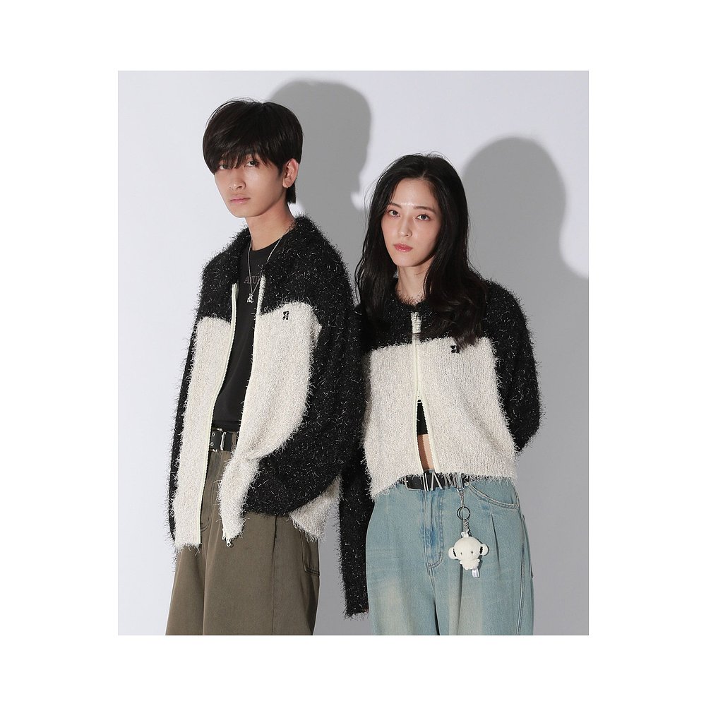 1h可退 Anui男女同款短款宽松羽感针织开衫 146897 - 图0