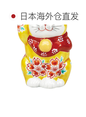 日本直邮九谷烧礼品包装第4号 琉璃樱花招财猫摆件护身符