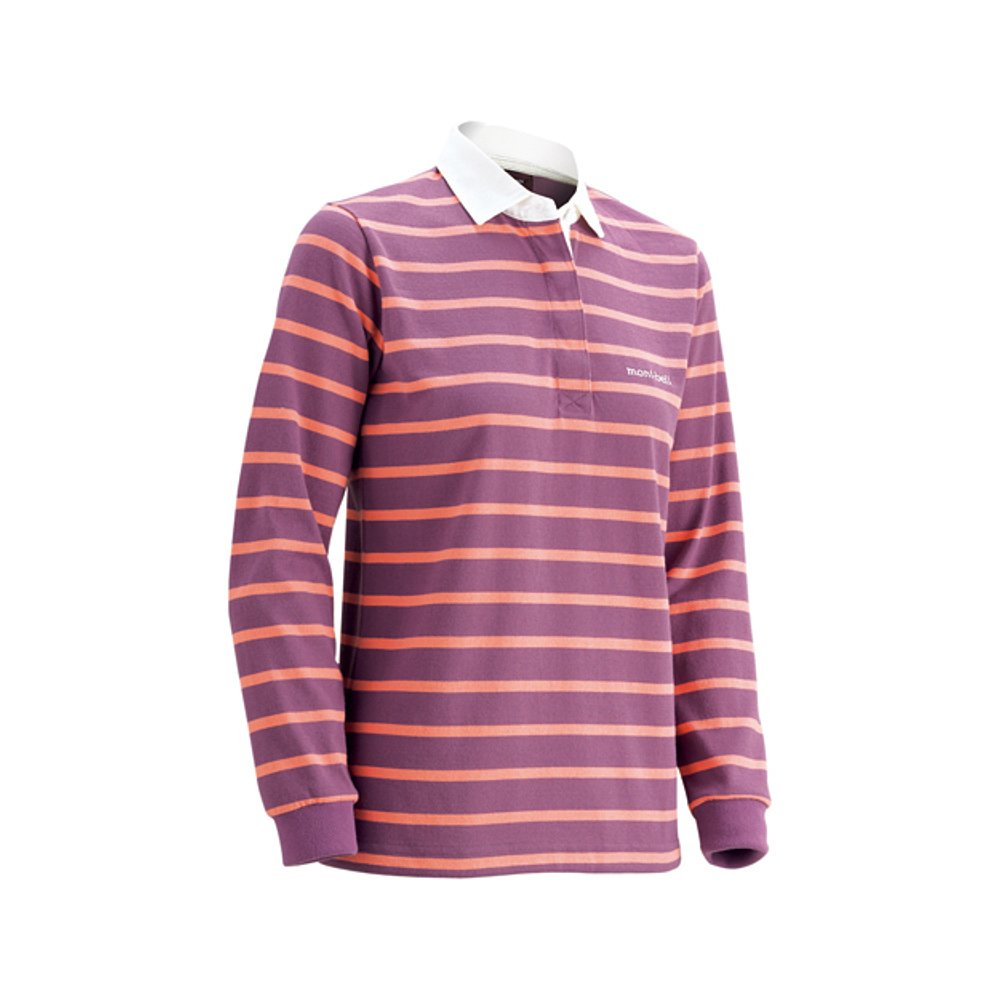 日潮跑腿Montbell蒙贝欧 WIC.Rugger 女款长袖条纹polo衫 ROWN S - 图0