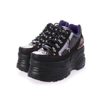 (Japan Direct Mail) Lady Yosuke Thick Bottoms Sneakers Black Dazzling Low Bunch Lace Fashion Thick Undershoes