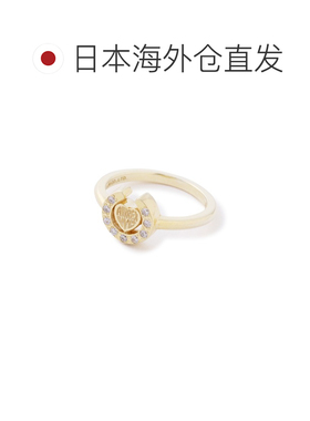 日本直邮JAM HOME MADE 女士 马蹄造型 心形logo 镶锆石戒指（黄