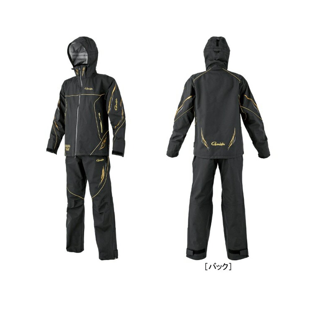 日本直邮Gamakatsu GM3798 Ultima Shield Pro 全天候雨衣黑金配L - 图0