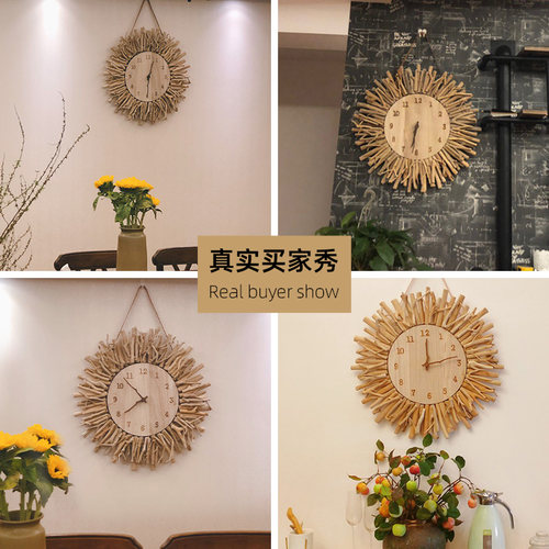 创意客厅2026新款挂钟艺术钟表餐厅简约时钟家用实木卧室墙面挂表 - 图3