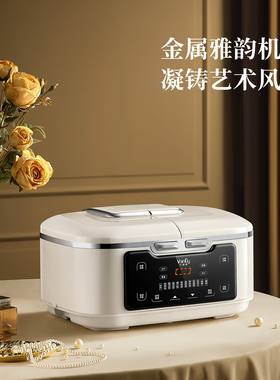 万福源0涂层双胆电饭煲多功能家用6L双锅二合一体316l内胆电饭锅