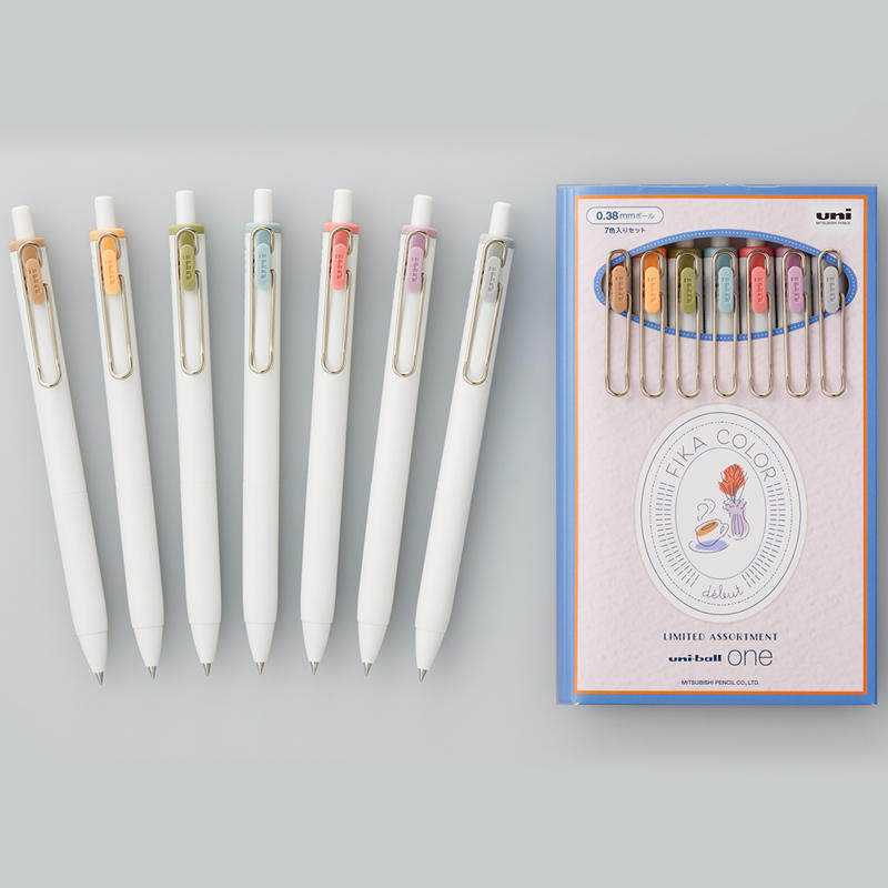 新品日本uni-ball one三菱小浓芯限定下午茶中性笔学生按动水性笔套装秋季限定0.5mm水笔套装7色,淘宝优惠券,粉丝福利购,淘宝优惠卷