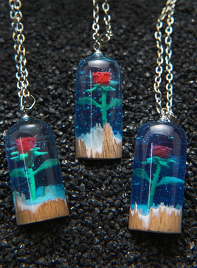 星辰艺坊木头滴胶手绘森系项链