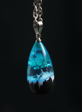 树脂吊坠项链纯银小众轻奢学生