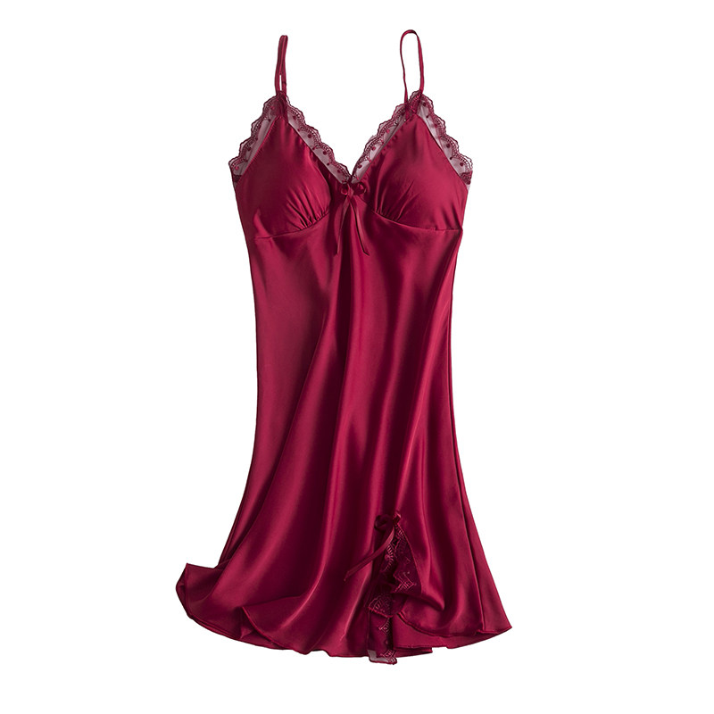 2021年新款性感女春冰丝吊带带睡裙 向娜睡裙