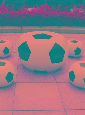 户外公园小区庭院卡n通足球桌椅园林景观幼儿园装饰玻璃钢座椅雕