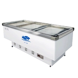 Прозрачный стеклянный шкаф острова замороженный и свежий