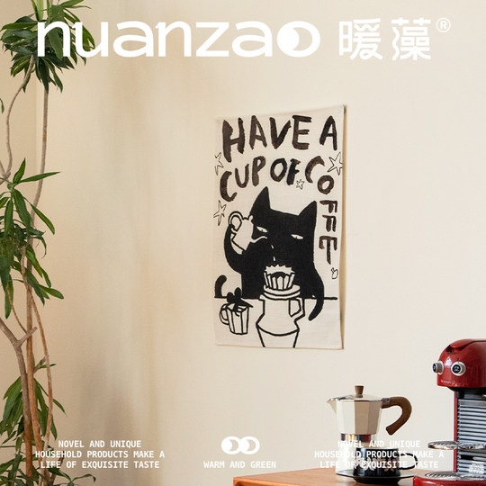 Nuanzao & Zhang Lelu Mo Mo черный 2025 новый атмосферный гобелен для украшения комнаты подвесная ткань кофейня фоновая ткань