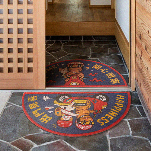 出门见喜创意国潮门口进门入户门地垫防滑半圆丝圈门垫脚垫家用 - 图2