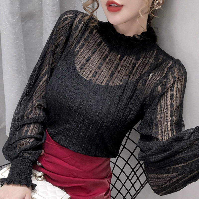 高领蕾丝秋冬精致2020新款小衫内搭 晴冉蕾丝衫/雪纺衫