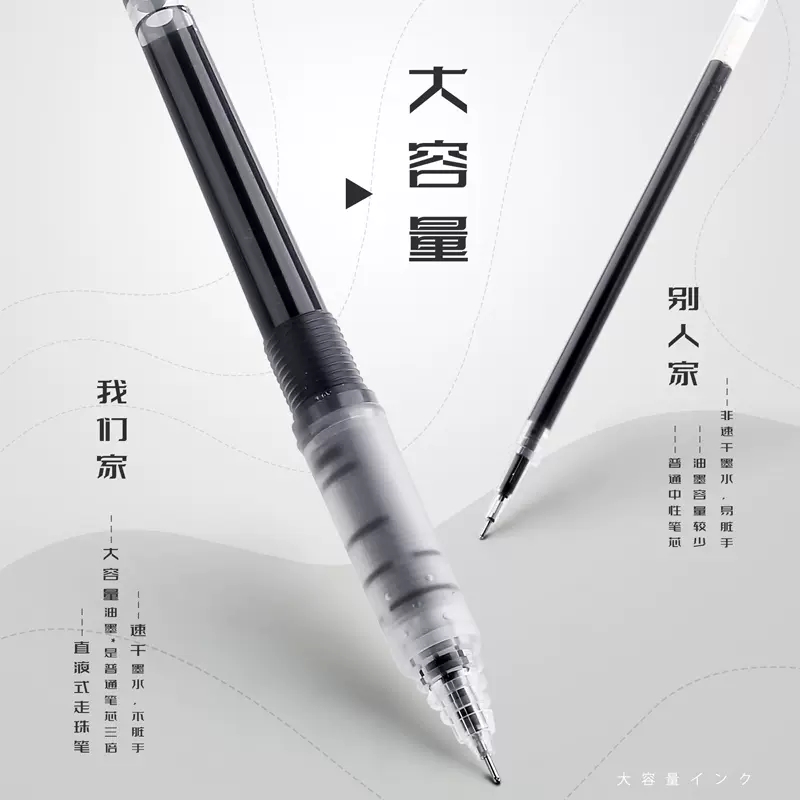 晨光本味直液式走珠中性笔arpm1901学生用黑色0.5全针管速干顺滑水笔高颜值透明笔杆黑笔可换芯水性签字笔 - 图3