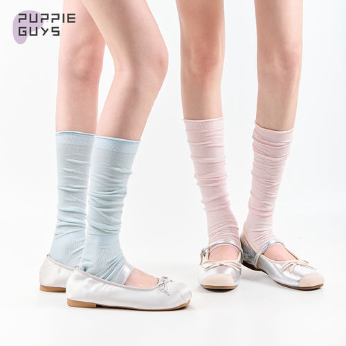 purpleguys白色卷边堆堆踩脚袜套女夏季薄款氧气感腿套芭蕾风袜子 - 图3