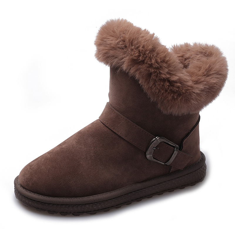 莱井旗舰店HX雪地靴女21皮毛一体冬季新款时尚短筒加绒加厚休闲松糕厚底靴子0