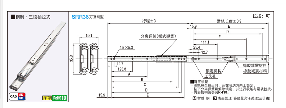 SRR3612/SRR3614/SRR3616/SRR3618/SRR3620/SRR36=IDC08线性滑轨 - 图1