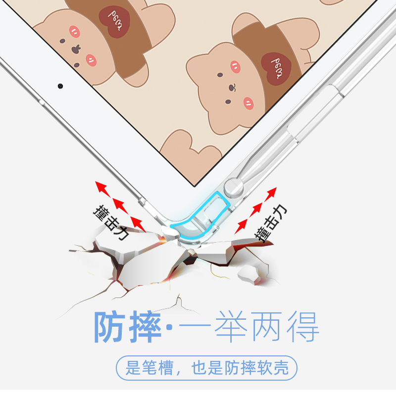 ipad8保护套带笔槽第八代苹果2020/19/8/7新款10.2/9.7寸ipad7/6/5平板硅胶壳air3/4/2三折pro11气囊防摔可爱 - 图2