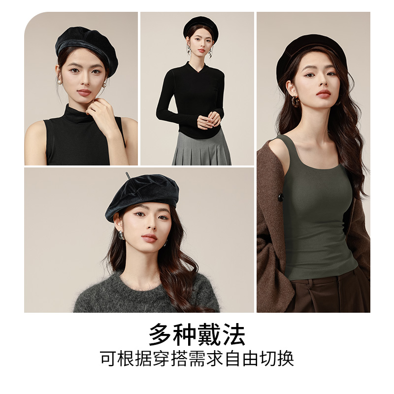 【大乐挖到宝啦】CMS颗里 鎏光绒贝雷帽女画家复古帽子显脸小百搭 - 图3