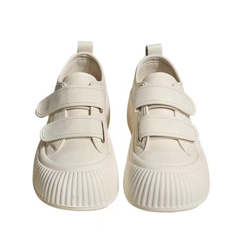 热卖真皮魔术贴小白鞋女2025春季新款休闲百搭饼干鞋学生厚底运动 - 图3