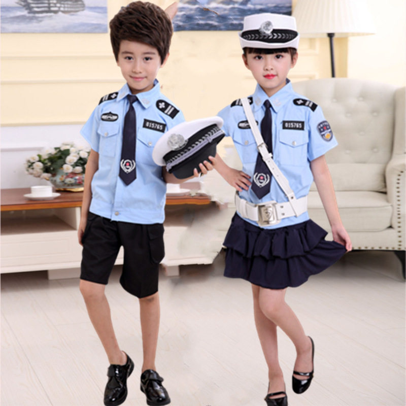 小警察警装男童军装套装儿童警服 宝龙鸟儿童演出服