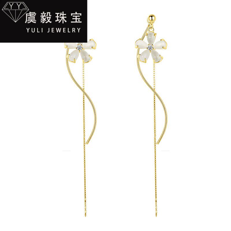 网红同款花朵流苏纯银耳坠女潮耳环 兽志耳环
