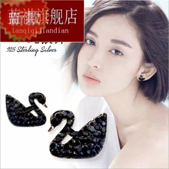 新款925纯银耳饰个性黑色纯银耳钉 兽志耳钉