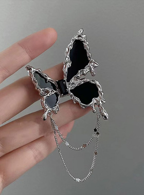 黑色蝴蝶流苏胸针西装胸花