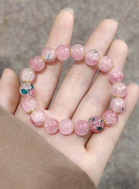 樱花渐变冰裂爆珠琉璃串珠