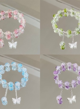 轻奢星月渐变蝴蝶手链女新中式小众设计学生百搭彩色闺蜜手串