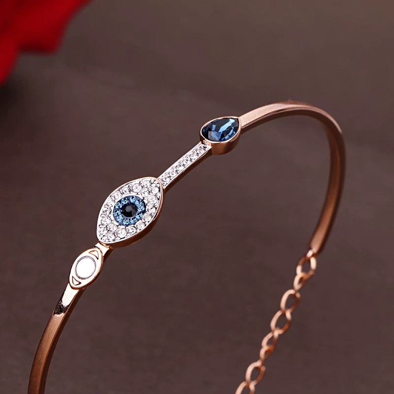 Браслет женский с кристаллом ушей Роза золото Devil's Eye Crystal Authentic Swarovski/