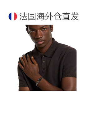自营欧洲直邮GUCCI古驰 Interlocking男士钯色黄铜黑色珐琅链条手