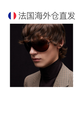 自营欧洲直邮Gucci古驰 棕色金属Gucci标志面罩式太阳镜男女同款