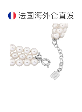 自营欧洲直邮Balenciaga巴黎世家 Pearl女士银色黄铜三层珍珠锁骨