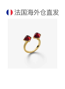 自营欧洲直邮Baccarat巴卡拉 Medicis女士红色纯银镀金方糖切割戒