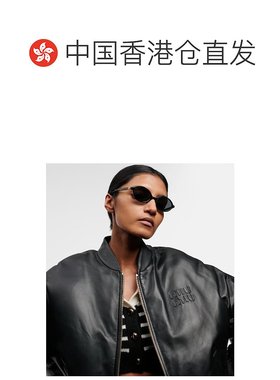 1h可退 香港直邮Miu Miu 缪缪 女士 徽标圆形太阳眼镜 black黑色