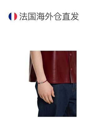 自营欧洲直邮Gucci/古驰 安可拉红皮革双G银色管状造型按扣开合手