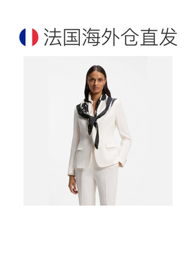 欧洲直邮自营HUGO BOSS雨果 女士黑色图案丝质斜纹方巾
