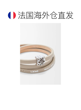 自营欧洲直邮LOEWE罗意威 Anagram Bombe女士灰色小牛皮编织手镯