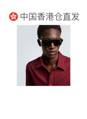 1h可退 香港直邮Gucci 古驰 男士 flat-top 网纹太阳眼镜