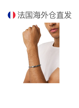 自营欧洲直邮Diesel迪赛 女士银灰色/黑色不锈钢赤铁矿珠子手链