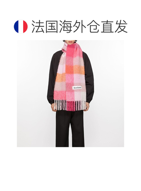欧洲直邮自营ACNE STUDIO24年款 男女通用粉紫色马海毛格纹配LOGO
