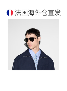 自营欧洲直邮Gucci/古驰 男士黑色金属logo标识织带太阳眼镜