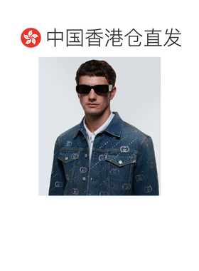 1h可退 香港直邮Gucci 古驰 男士 矩形太阳眼镜 000919 black黑色