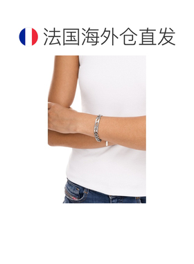 自营欧洲直邮Diesel迪赛 女士银灰色不锈钢身份手链