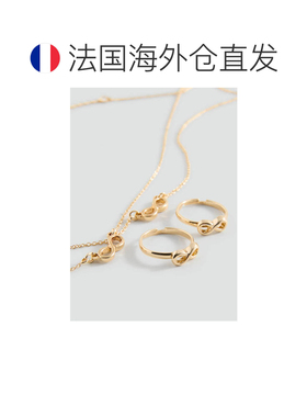 自营欧洲直邮MANGO 女士金色铁质无限符号项链戒指套装