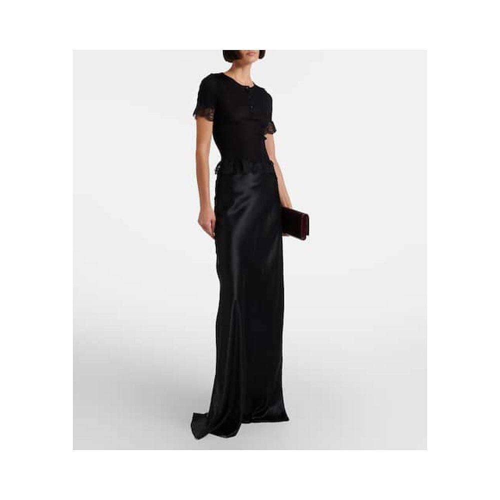 1h可退 香港直邮Saint Laurent 圣罗兰 女士 蕾丝边真丝针织布上,淘宝优惠券,粉丝福利购,淘宝优惠卷